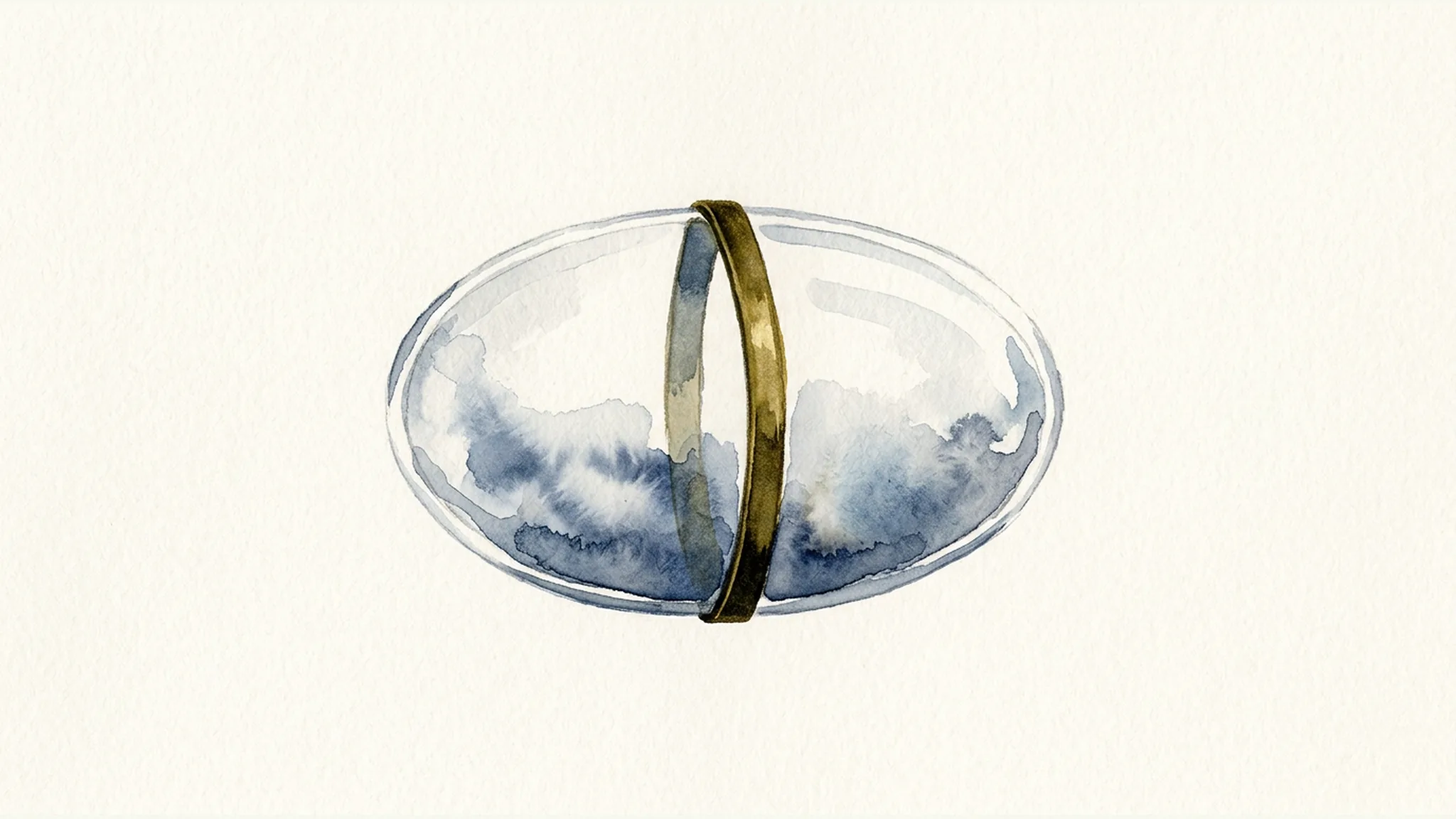 Abstract translucent compartment compressed by a gold band, suggesting dangerous internal pressure.