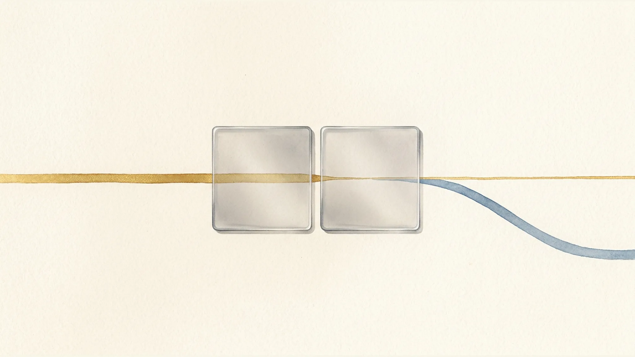 A gold path line narrows beside plain evidence tiles before splitting into two career directions.