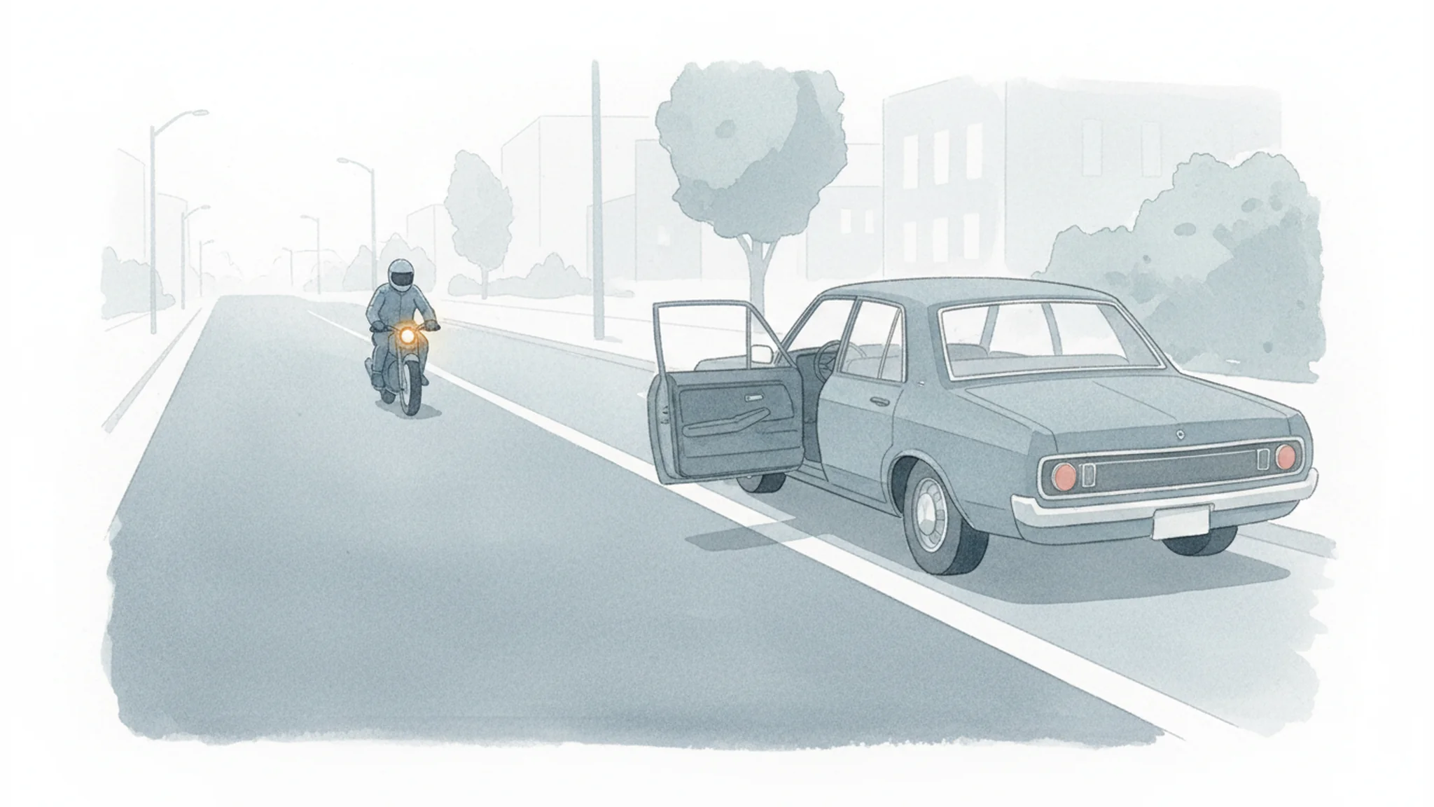 Motorcycle vs. Door (Dooring): Liability When a Parked Driver Opens Into Your Path