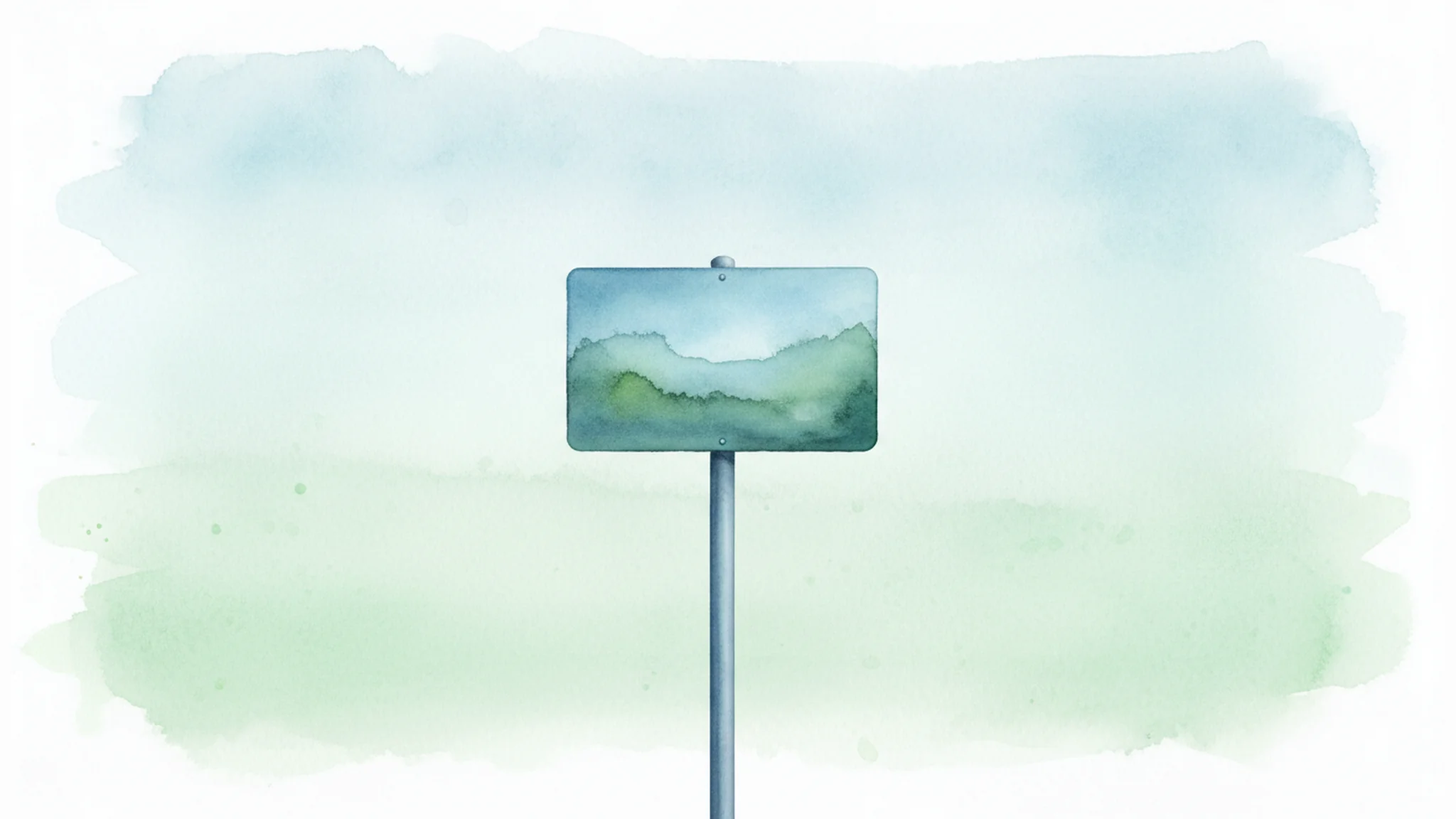 Watercolor illustration of an Oregon highway road sign on a steel post