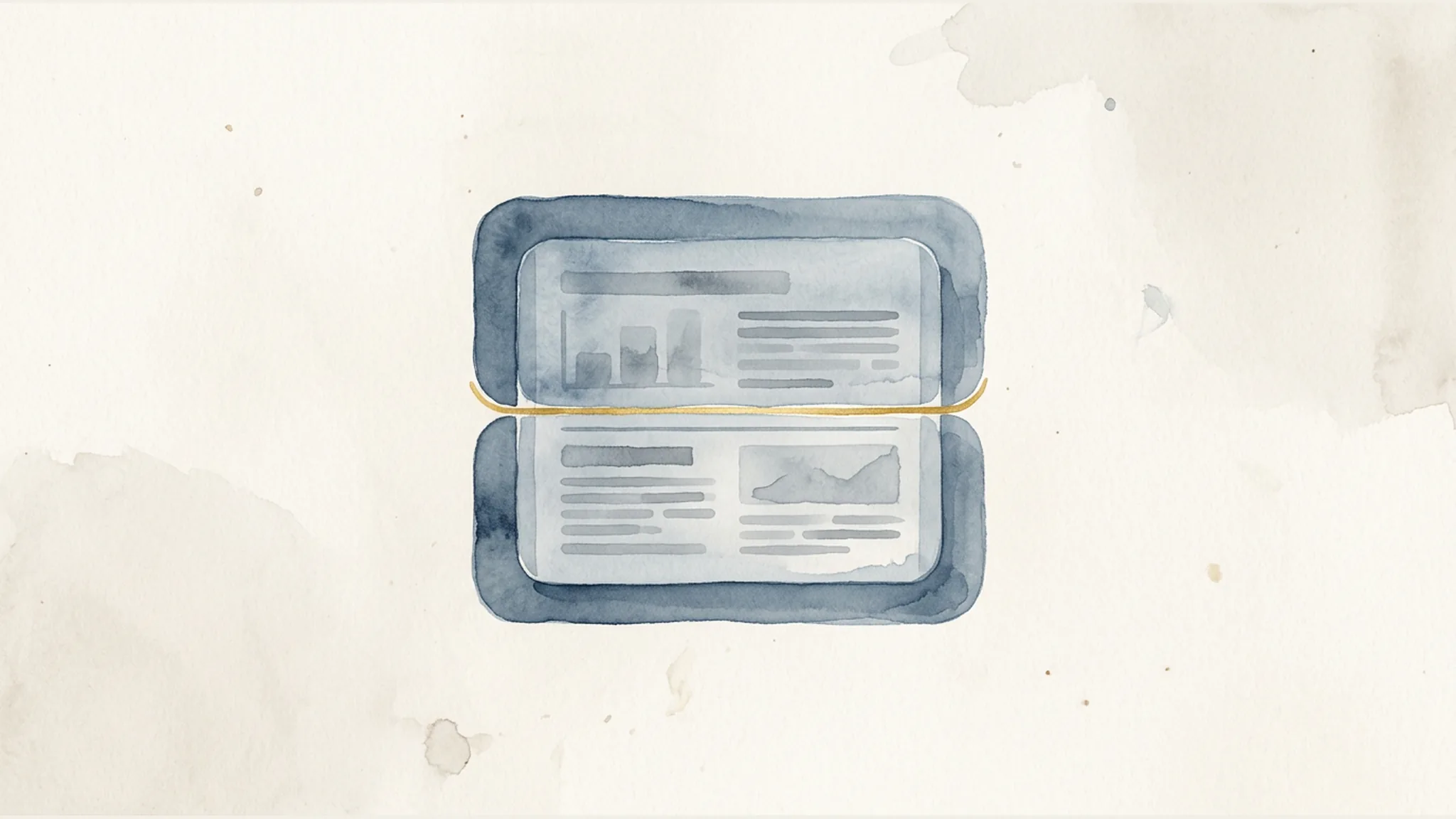 Two translucent coverage cards stacked on a desk with a gold line aligning the layers.
